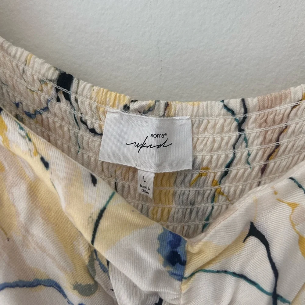 Soma Women’s Size Large Blue and Yellow  Floral Pockets Sundress - Picture 5 of 8